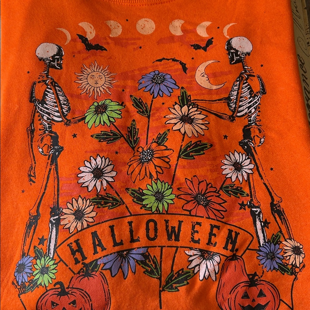 XXL Halloween Pumpkins 🎃 Skeletons Sun 🌞 Moon 🌙 Flowers 🌻 Unisex Sweatshirt